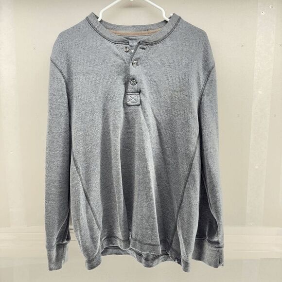 Eddie Bauer Mens Large Button Pullover Sweater Waffle Weave Blend Long Sleeve - Picture 1 of 5